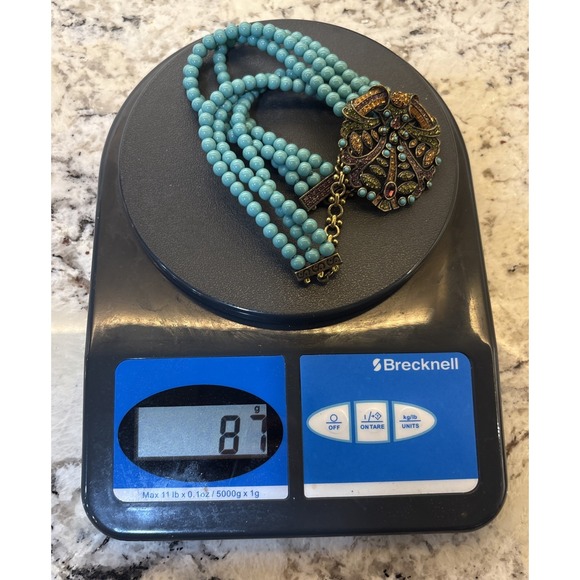 Heidi Daus Turquoise-Style Bead Statement Pendant Necklace‎ Art Nouveau - Picture 16 of 16